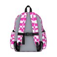 thumbnail image 3 of Pink and White Wavy Checkered Pattern Backpack for School, Cute School Bag with Adjustable Shoulder Straps and Padded Back, 13.4"x11"x4.7", 3 of 5