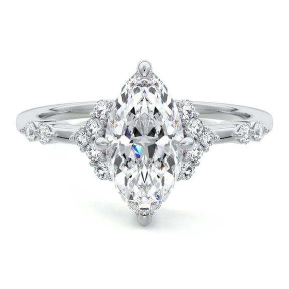 Bow Jewel Marquise Cut 1.8 Ct Excellent White Diamond Ring - 14K White Gold Plated Jewelry - Wedding Proposal Rings for Her - Anniversary Jewelry Gift - Gorgeous Gift for Her