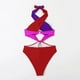thumbnail image 5 of Trajes de baño de una pieza para mujer, conjuntos de bikini sin espalda con tirantes ajustables y diseño de bloques de color a la moda para mujer, traje de baño para mujer, 5 of 5