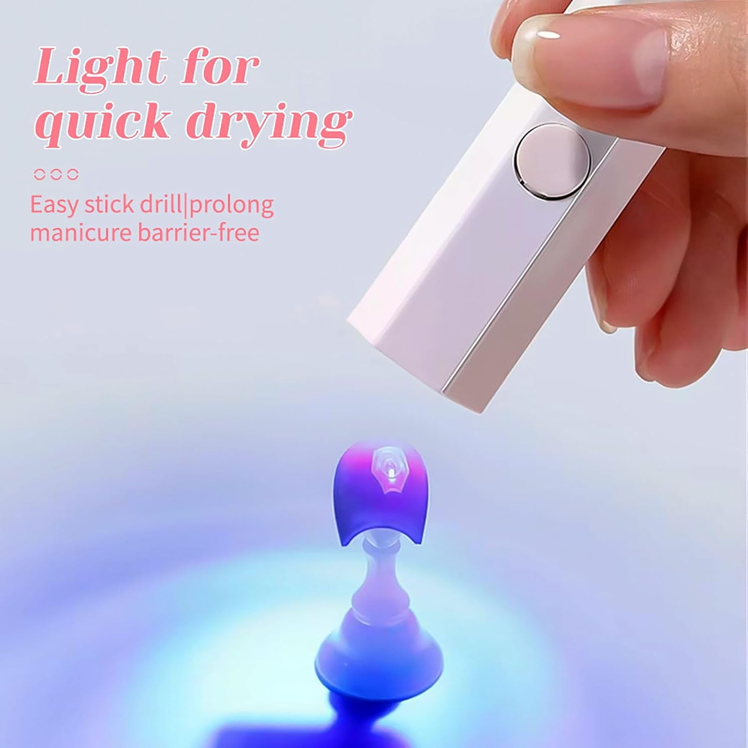 Glonailstickers Finger Nails Uv Light, Glo Nail Stickers Kit with Uv Light, Portable Mini Nail Lamp, Rechargeable Display Nail Dryer, Two-Speed Timer Gel Nail Lamp, Suitable for Home Salon Use (White)