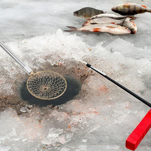 GAXIRE Professional Fishing Gear Ergonomic Ice Skimmer with Galvanized Material for Outdoor Ice Fishing 1 Set