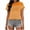 #0069-Orange, variant on Neewe Women's Fashion T Shirt Short Sleeve Crew Neck Basic Striped Casual Tee Tops