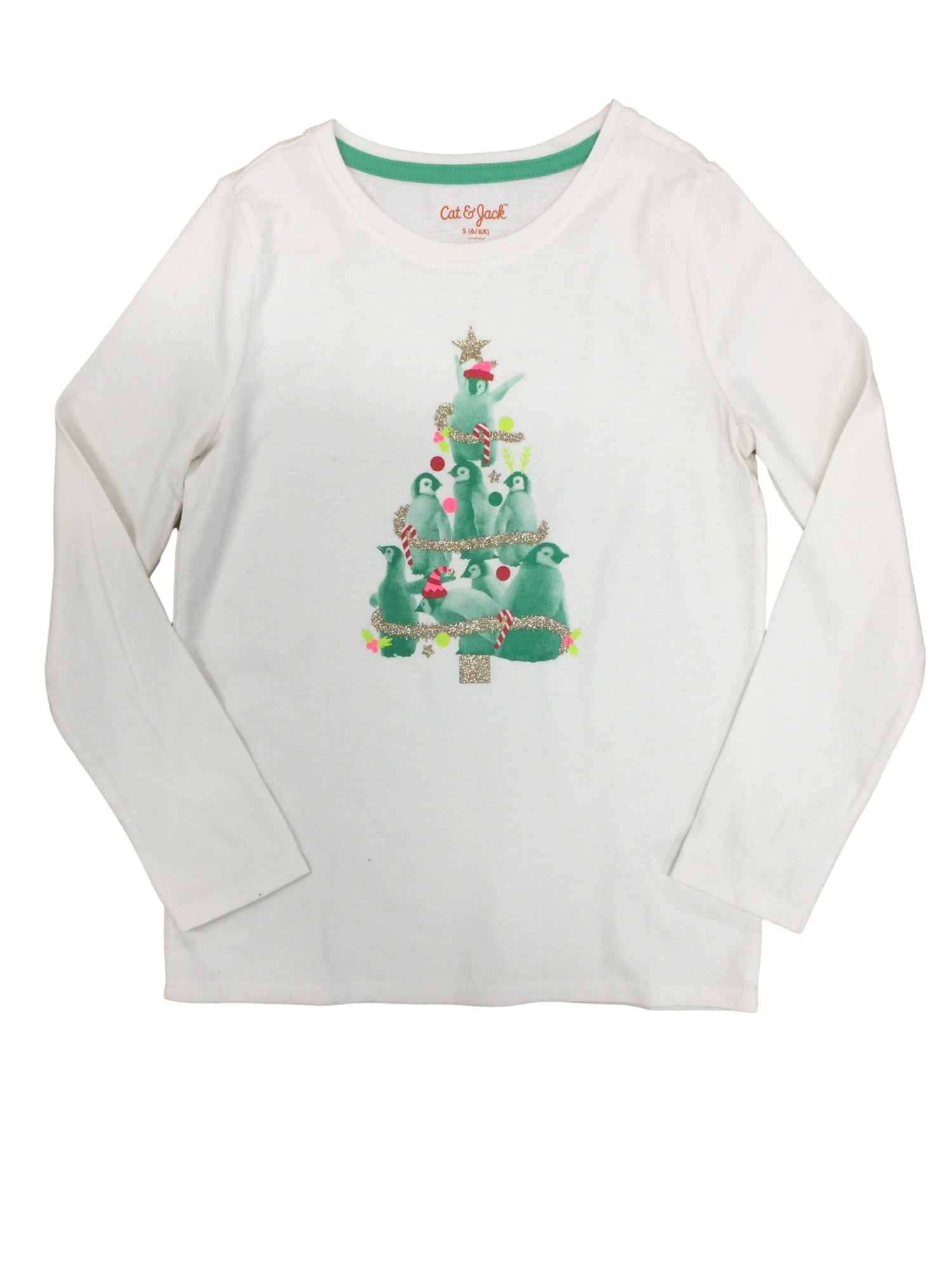 Girls Penguin Christmas tree Glitter 