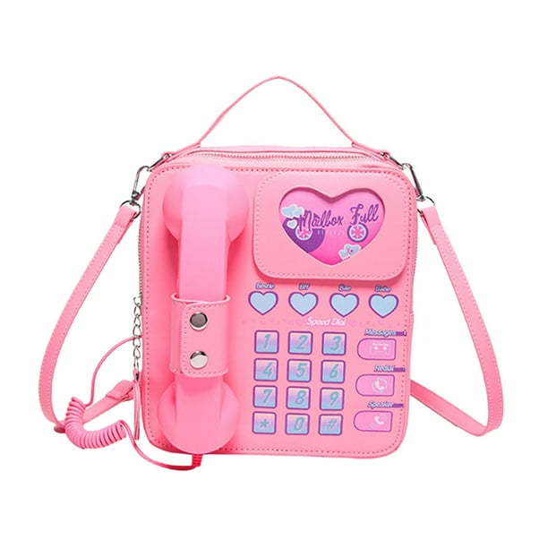 Bolso bandolera para teléfono, original bolso de hombro de PU con forma de teléfono, ideal para maquillaje y paraguas. Rosa