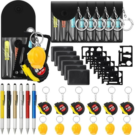 TGHTBA-30 Pcs Mini Tape Measure Screwdriver Helmet Set Multitool Pen Credit Card Valentine s Day Gift Bulk for Men Adult (Multicolor)