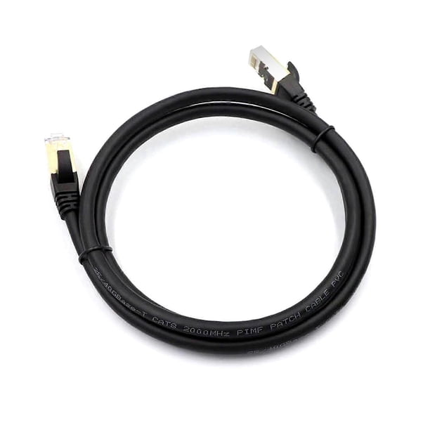 Cat8 Ethernet Cable High Speed Network Cable 40Gbps 2000Mhz/ Shielded Twisted Pair/ Gold Plated RJ45 Interface Black 15m