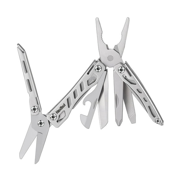 NexTool EDC Multitool, 10 in 1 Mini Pocket Knife Multi Tool with Key Ring, Mini Flagship, Sliver