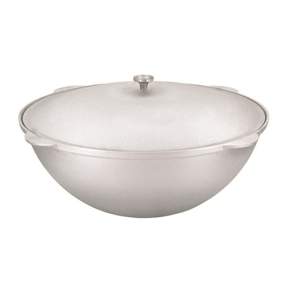 KUKMARA Kazan Cast Aluminum Asian Cauldron with Lid 23.2 Qt (22 L) Aluminum Kazan Dutch Oven Pot Camping Cookware Kitchen Pot Aluminum Caldero, Gray