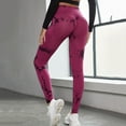 thumbnail image 4 of OSOLU Women Seamless Tie Dye And Tie Float Yoga Workout Pants Stretchy Running Tummy Control Joggers Bottoms Pink XS, 4 of 4