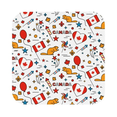 

Matuu Canada Day for Cup Coasters Set of 6 Leather Coasters Desk Coasters for Office Measures 4” x 4” Square