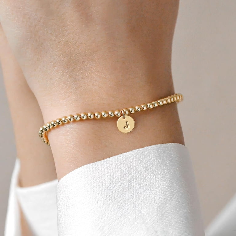 Dainty Gold Initial Bracelet For Women – 14K Gold Plated Adjustable Chain With Letter Charm, Non-Tarnish