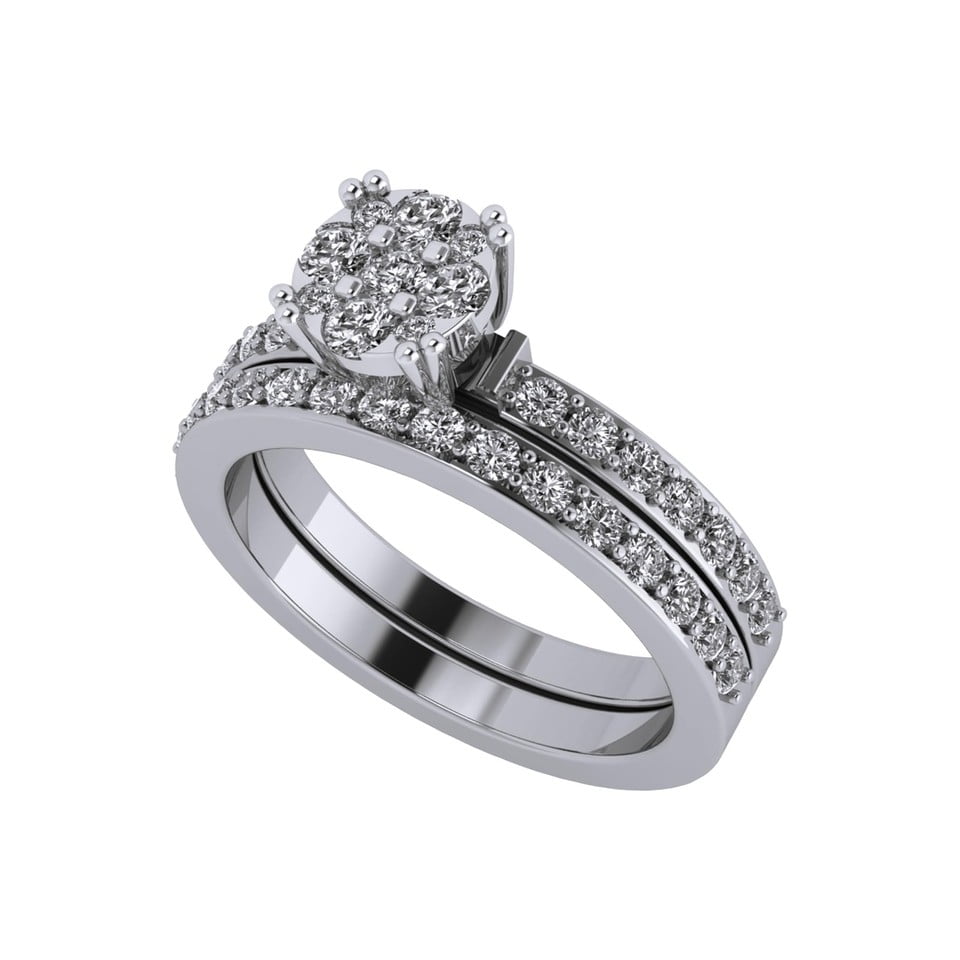 Nana Lab Created CVD Diamond 6.5mm 3/8ctw Cluster Engagement Ring 10kt White Gold Size 7.5