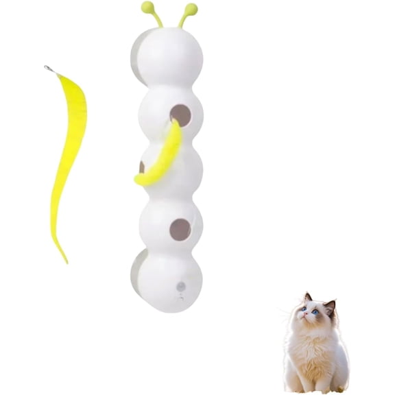 Cat Sensor Caterpillar Toy with Happy Worms Design Cat Toy for Indoor Wall, Window and Door Mounting Encourages Exercise and Mental Stimulation (White)(1pcs)