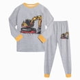 thumbnail image 2 of NOLDARES Baby Clothes Boy 6 12 18 24 Months 2T 3T 4T 5T Toddler Fall Winter Outfit Truck Embroidery Sweatshirt + Pants Set Size:6-7 Y,Grey, 2 of 7