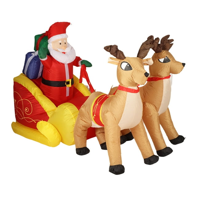 Decoraciones Navideñas De Papá , Papá Inflable Y Trineo Decoración De Trineo De Papá Aspecto Lindo Luminoso Potente Ventilador Decoraciones De Trineo Navideño