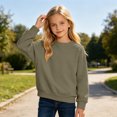 thumbnail image 2 of XAOFW Boys Girls Sweatshirts Solid Color Long Sleeve Crew Neck Pullover Casual Sweatshirt For Kids Autumn Everyday Wear Versatile Tops 3-4 Years, 2 of 4