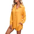 thumbnail image 2 of Qmyliery Women's Shorts Leisure Suit Fashion Print/Solid Color Long Sleeves Single Breasted Shirt Elastic Waist Shorts, 2 of 9