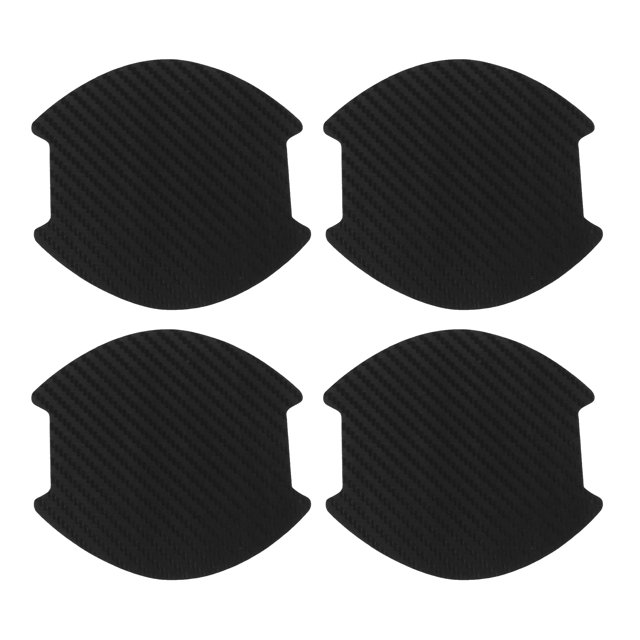 Calcomanía de Taza de Manija de Puerta de Coche 3D Universal de Unique Bargains Anti-rayones, Negro de Fibra de Carbono, 4 Pcs 99x100mm