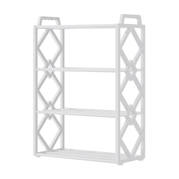 WEGFTDUOP 4-Tier Shoe Rack Organizer, 1Pc White Plastic 21.46x18.5x7.4in Slatted Shoe Storage Rack, Tool-Free Assembly Shoe Holder for Bedroom Closet Entryway Garage