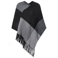 thumbnail image 5 of LELINTA Women Irregular Tassel Knitted Long Sleeve V Neck Winter Poncho Ladies Tassel Shawl Sweater Top Coat, 5 of 7