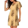thumbnail image 2 of Fotbe German Shepherd Dog Pattern Women's Cotton Nightgown Sleepwear Short Sleeves Shirt Casual Print Sleepdress, 2 of 6