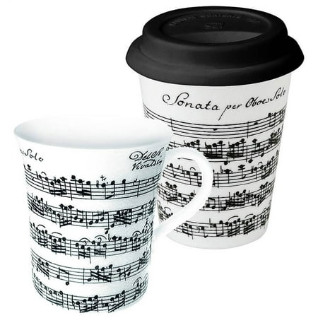 2-Pc Coffee to Stay and Go Vivaldi Libretto Mug Set in White