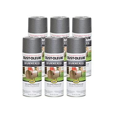 Rust-Oleum 7214830-6PK Stops Rust Hammered Spray Paint, 12 oz, Gray, 6 Pack