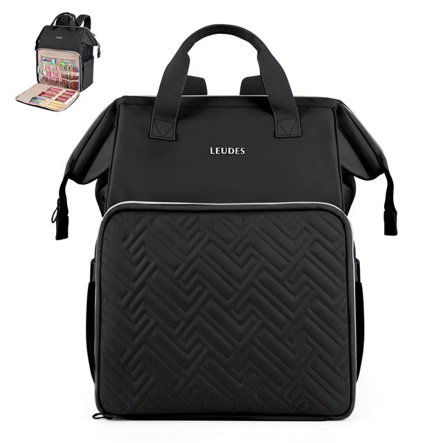Mochila Leudes para guardar hilo, 32 x 21 x 40 cm, color negro
