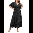 thumbnail image 2 of Vestido Informal de Lunares para Mujer, Talla Grande, de Verano, Corta, Cuello en V, Holgado, Escalonado Negro L, 2 of 9