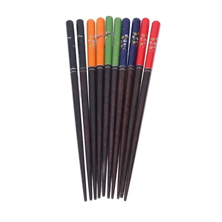 

Wood Chopsticks 5 Pairs Chopstick Set Reusable Printing For Sushi Ramen Rice For Restaurants Home Colorful