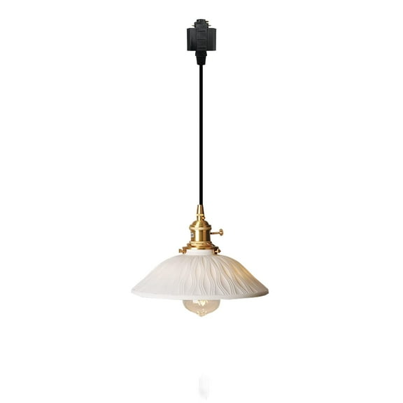 Kiven H-Type Track Lights, E26 Socket Base Brass Ceramic Pendant Light,1 Pack - B Style(Bulb Not Included)