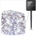 thumbnail image 4 of Guirnalda de luces LED solares para exteriores, 20 m, 10 m y 5 m, decoración navideña para el hogar, calle, cortina de luces, 4 of 5