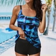 thumbnail image 7 of HAPIMO 2Pc Tankini Swimsuit Sleeveless Bathing Suit Dressy Floral Tunic Beachwear Hide Belly Blouson Tank Tops with Boyshorts Swimwear Tropical Hawaii Hot Spring Beach Dress Blue S, 7 of 7