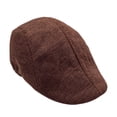thumbnail image 1 of Boina de lino para hombre y mujer, gorra de lino para vendedor de periódicos, gorra de taxista, gorra de estilo británico con visera (café rojo), 1 of 4