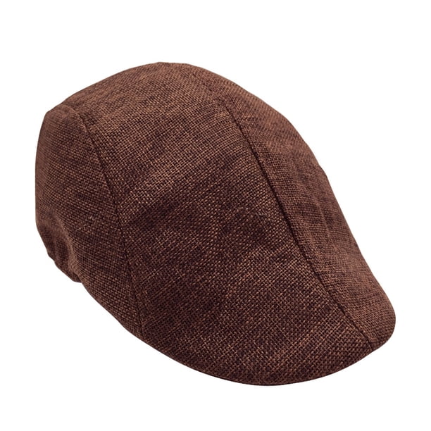 Boina de lino para hombre y mujer, gorra de lino para vendedor de periódicos, gorra de taxista, gorra de estilo británico con visera (café rojo)
