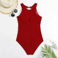 thumbnail image 5 of Sngxgn Women Swimsuit Bathing Suit Square Neck Cutout Back Tummy Control with Adjustable(Red,M), 5 of 6