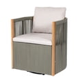 thumbnail image 3 of Christopher Knight Home Bohemian Acacia Wood Outdoor 360° Swivel Chair with Light Gray Rope and Cushion, 3 of 14