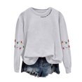 thumbnail image 4 of TTUHYWXI Christmas Sweatshirt for Women Light Sweatshirts Merry And Bright Xmas Long Sleeve Shirts Crewneck Pullover Tops (Light Gray, S), 4 of 5