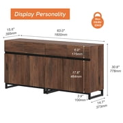 Modern Sideboard with Adjustable Shelf and Metal Base Walnut