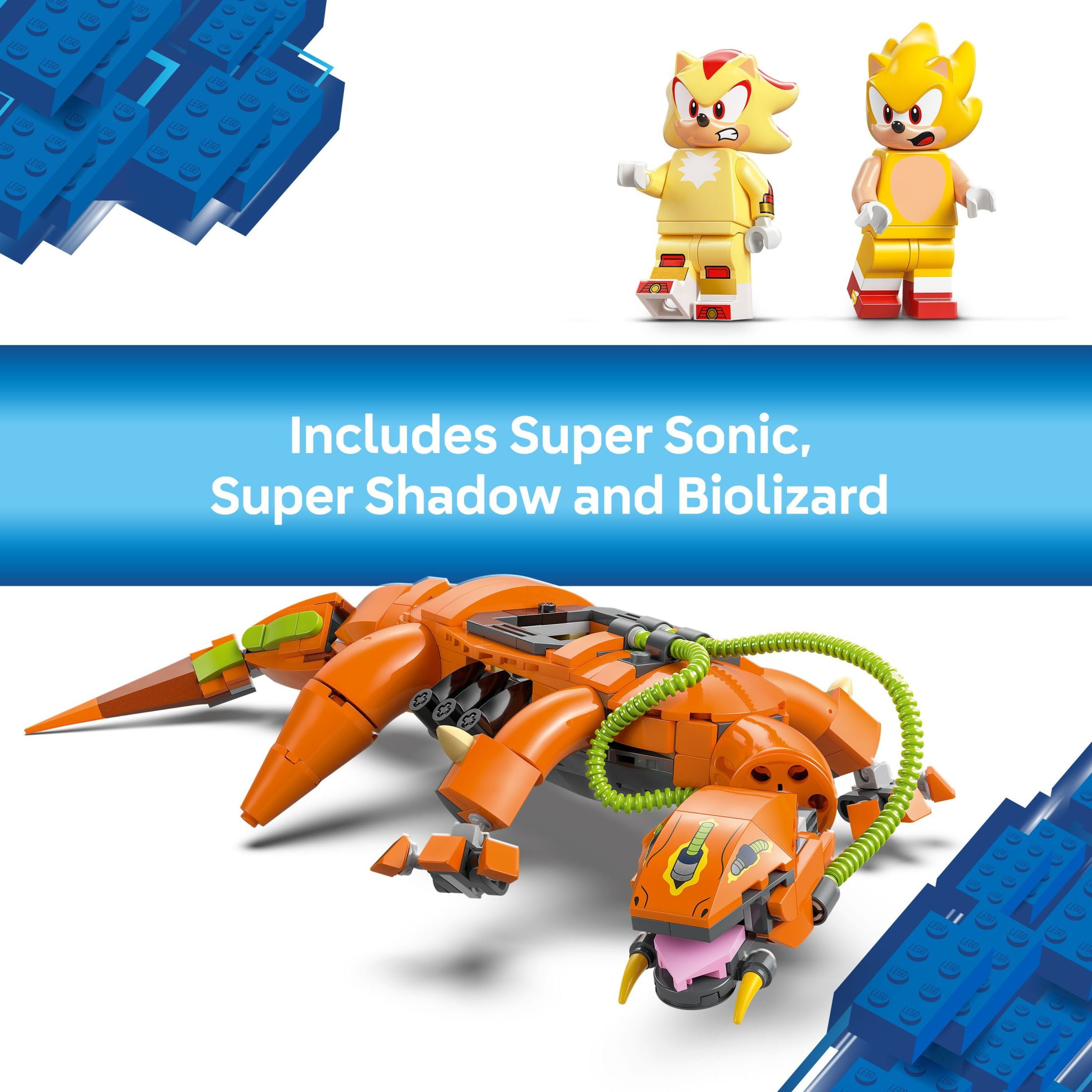 LEGO Sonic the Hedgehog Super Shadow vs. Biolizard - Building Toy for Kids, Boys and Girls, Ages 9+ - Pretend Play Set with 2 Minifigures and Speed Sphere Launcher - Gift Idea for Birthdays - 77003