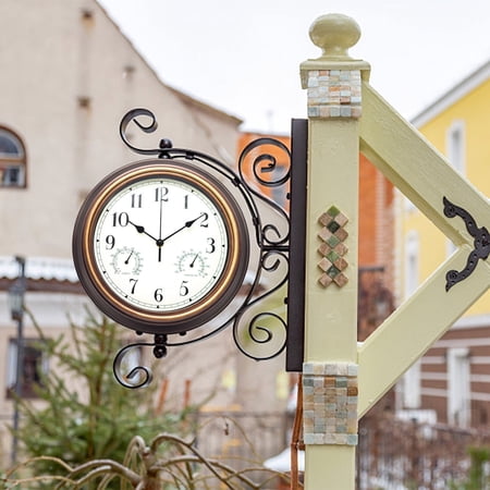 DESIGNICE 12 Quartz Retro Indoor and Outdoor Maritime and Weather Station Clock, Waterproof Outdoor Clock