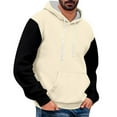 thumbnail image 2 of Fgnfyis Men's Hoodies & Sweatshirts Versatile Colorblocking Casual Drawstring Sport Sweatshirt for Active Mens Hoodie Beige M, 2 of 3