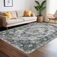 thumbnail image 2 of Hasoo 8' x 10' Area Rug for Living Room Boho Vintage Rug Non Slip Throw Rugs Floral Bedroom Rug, Gray, 2 of 5