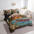 thumbnail image 2 of Feelyou Rustic Tribal Lake Cabin Canoe Bedding Comforter Set for Men Boys, Hunting Animal King Bedding Sets, Green Brown, Black Reversible, 7 Pieces, 2 of 7