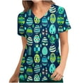 thumbnail image 3 of Axiiglly Scrubs for Women Easter Printed Nursing Tops Casual V Neck Scrub Tops with Pockets Short Sleeve Stretchy Nursing Undershirts Holiday Cute Egg Scrubs Uniform, 3 of 5