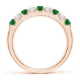 thumbnail image 2 of ANGARA Natural Shared Prong Emerald and Diamond Half Eternity Ring in 14K Rose Gold for Women (Size-2.5mm) | May Birthstone, Birthday, Anniversary, Jewelry Gift for Women | Natural Emerald Ring, 2 of 8