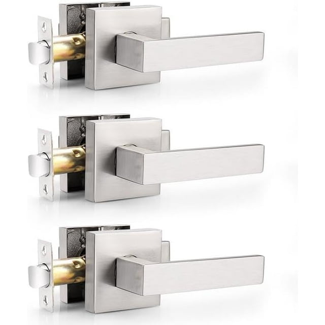 Leviers Mats pour Porte de Passage, Poignées Carrées pour Hall et Garde-Robe, Poignées de Porte Robustes pour Intérieur, Ensembles de Leviers Anti-Blocage Réversibles pour Porte Droitier/gauche