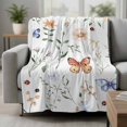 thumbnail image 2 of Pastoral Butterfly Flowers Blanket Soft Cozy Warm Throw Blanket for Couch, Plush Fuzzy Flannel Fleece Blankets for Sofa, Spring Summer Botanical Bed Blankets Lightweight Gifts for Women, 50"x60", 2 of 9