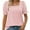 pinkstripe, variant on Women's Square Neck Tops Ruffle Trim Sleeve T-Shirts for Summer Casual Short Tees