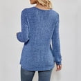 thumbnail image 4 of Lenpel Women's Tunic Tops Ribbed Knit Crossover V Neck Long Sleeve Brushed Fleece T Shirts Soft Casual Lightweight Sweaters(Blue,Medium), 4 of 4